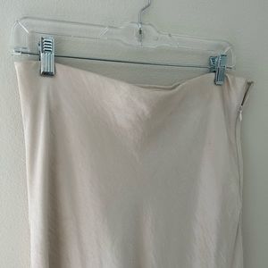 Greylin Ivory satin, midi skirt